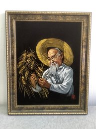 Fabric Painting - Asian Man With Wheat