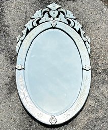 A Vintage Etched Glass Framed Mirror