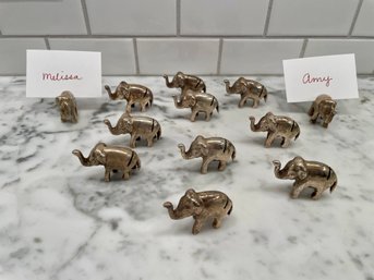 Twelve Silver Plated Elephant Place Card Holders