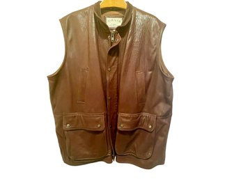 Mens Xl Orvis Brown Leather Vest, The Weight Of This Vest Is Impressive!