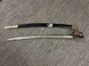 Vintage Indian Steel Sword With Sheath - Etched Metal Blade - 34' Long