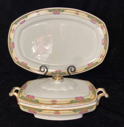 White Block Fine China Serving Set