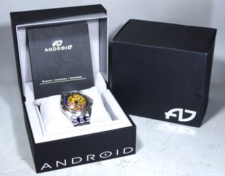 Contemporary Never Worn In Original Box Android Stainless Steel Wristwatch