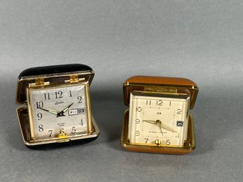 Vintage Travel Clocks Including Elgin & Linden