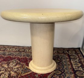 Vintage Custom Resin Lacquered Linen Pedestal Table