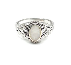 Vintage Sterling Silver Mother Of Pearl Ring, Size 8.5