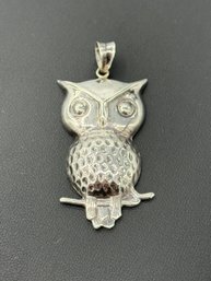 Amazing & Intricate Design Sterling Silver Owl Pendant
