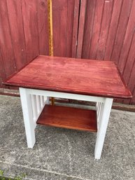 Country Style Wooden End Table With Single Drawer 25x21x20