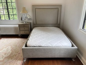 Custom Upholstered Bed Frame With Lucite Feet