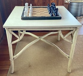 Mid Century Bamboo & Laminate Game Table