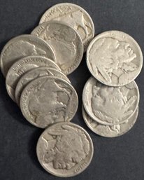 10 Buffalo Nickels Miscel/No Dates