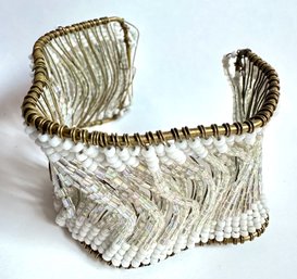 Vintage Beaded Wire Shimmery Cuff Bracelet In Berdorf Goodman Bag