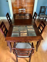 A Mission Style Mahogany Finish Dining Set With 8 Chairs - Ashley Furniture *** NOTE PICK UP INFO