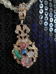 Ornate Victorian Inspired Multi-gemstone Pendant Necklace