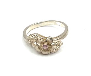 Beautiful Sterling Silver Flower Ring, Size 4