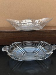 2 Glass Pickle Dishes - 9'
