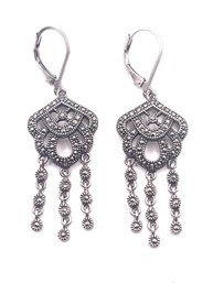 Beautiful Sterling Silver Marcasite Dangle Earrings