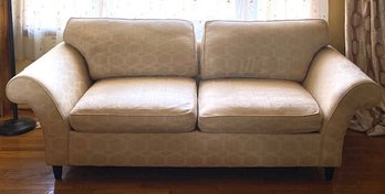 Rolled Arm Sofa With Light Bisque Rope Patterned Upholstery