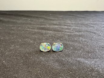 Multi Color Stone Earrings With 14k Gold Backs