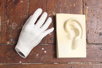 Harry Allen Designs Hand Sculpture And A Ear Sculpted Plaque Wall Hanging