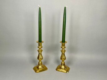 Antique Solid Brass Push Up Candlesticks Circa 1850s