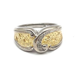 Sterling Silver Ornate Two Toned With Vermeil Ring, Size 6.75