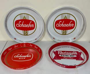 Four Vintage Metal Beer Trays - Schaefer/Rheingold