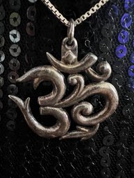 Sterling OM Symbol Pendant Necklace