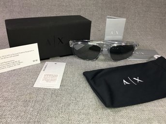 Incredible Unisex $225 GIORGIO ARMANI / Exchange - Shiny Crystal Grey Mirror Silver Sunglasses Box / All Accys