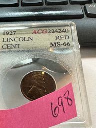 Lincoln Reverse Wheat  (1909-1958)  1927 MS66 Red