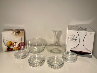 Cristallerie Zwiesel Crystal Bowl Set & Luigi Bormioli Wine Decanter