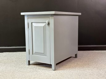 A Modern Farmhouse Side Table Cabinet In Gray