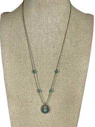 Sterling Silver And Green Turquoise Necklace Pendant