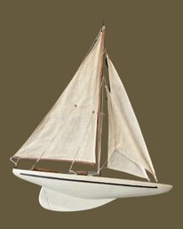 VTG Large Wooden Sailboat White