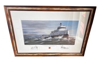 Edmund Fitzgerald Lithograph By T P Nagle - Signed And Numbered- Great Lakes Series