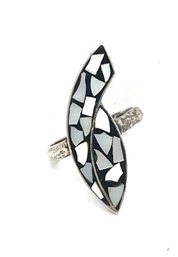 Vintage Sterling Silver Mother Of Pearl Inlay Ring, Size 8