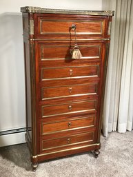 Fabulous Antique French Marble Top Secretaire Abattant - Fantastic Size - Brass Gallery Rail / Leather Desk