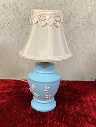 Vintage Baby Blue Glass Accent Lamp 6x11
