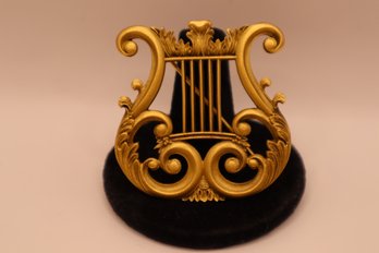 Vintage Hermitage Gold Tone Harp Pin