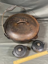 Lodge Cast Iron Dutch Oven With Bail Handle Pot With Lid And 2 Small Dutch Ovens