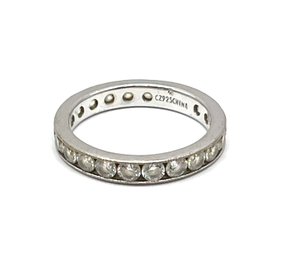 Sterling Silver CZ Stones Ring Band, Size 7