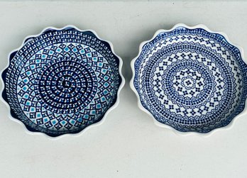 Two Handmade Polish Pottery Pie Plates