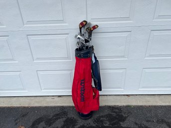 Set Of Golf Clubs In Red Bag, Nice Set