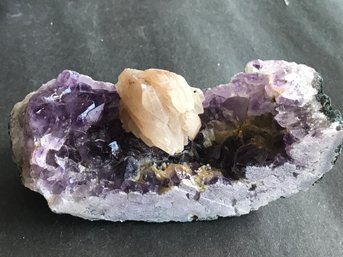 Amethyst With Calcite Specimen , 2 LB 2 Oz, 7 Inch By 3 Inch