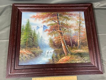 Signed M. Sertt? Landscape Painting On Canvas 26x22 Framed