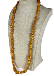 Chunky Amber Beaded Necklace Shards Necklace 28' Long