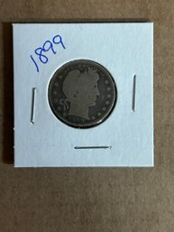 Beautiful 1899 Barber Quarter, Silver Coin