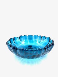 Vintage Large Petals Serving Bowl In Montana Blue By Colony Glass