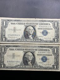 2 $1 Silver Certificates 1957-A, 1957-B