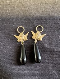 Earrings With 14k Gold Angel Design